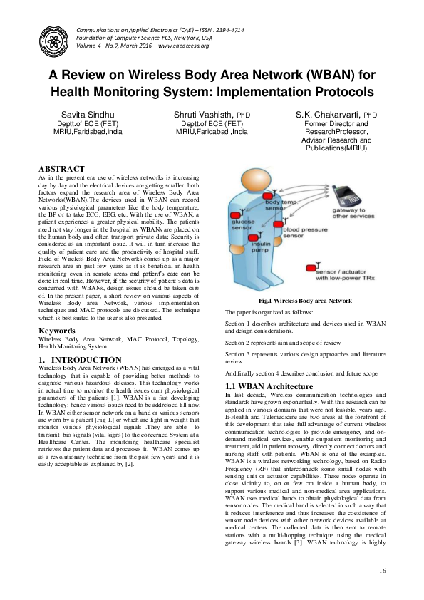 (PDF) A Review on Wireless Body Area Network (WBAN) for Health ...
