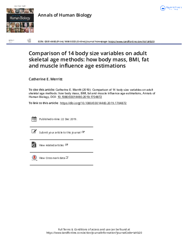 (PDF) Comparison of 14 body size variables on adult skeletal age ...