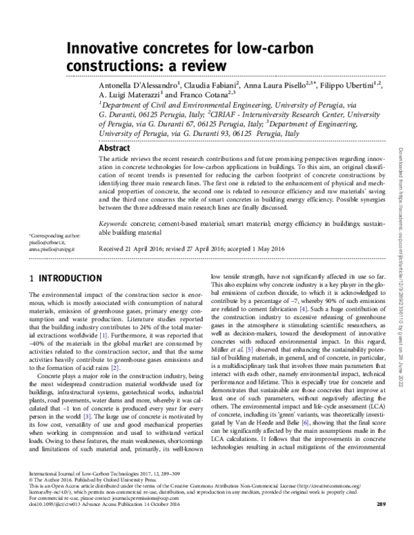 Photo inspiration: Picture Idea: Pdf Innovative Concretes For Low Carbon Constructions A Review