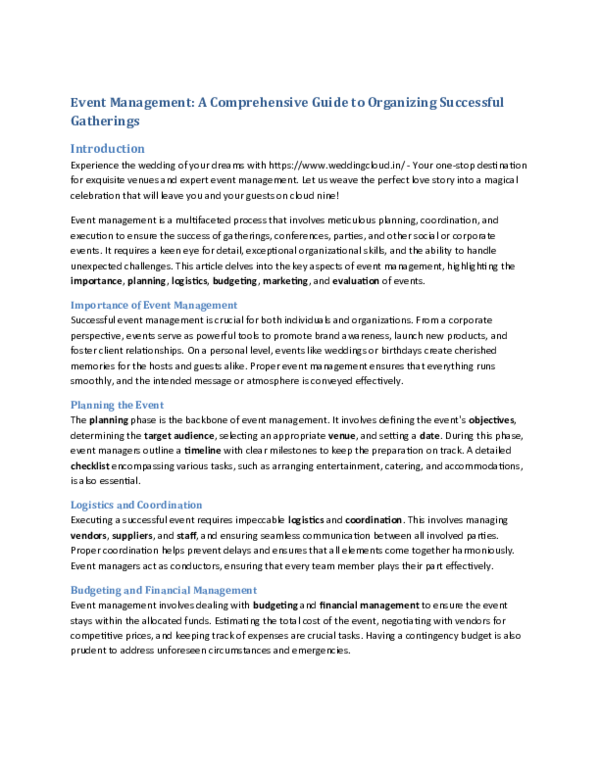 (DOC) Event Management: A Comprehensive Guide to Organizing Successful ...