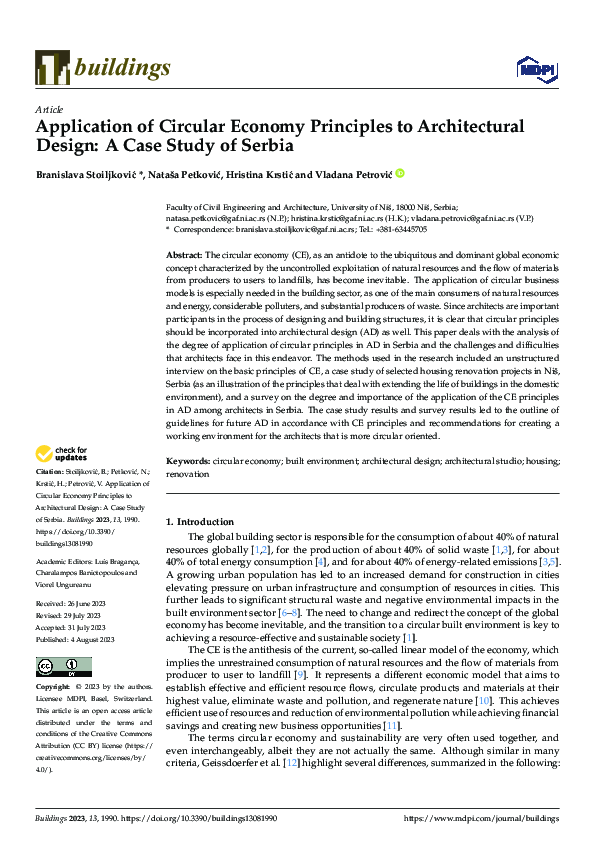 (PDF) Application of Circular Economy Principles to Architectural ...