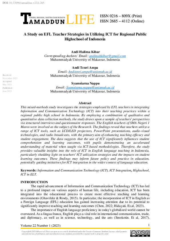 (PDF) A Study on EFL Teacher Strategies in Utilizing ICT for Regional ...