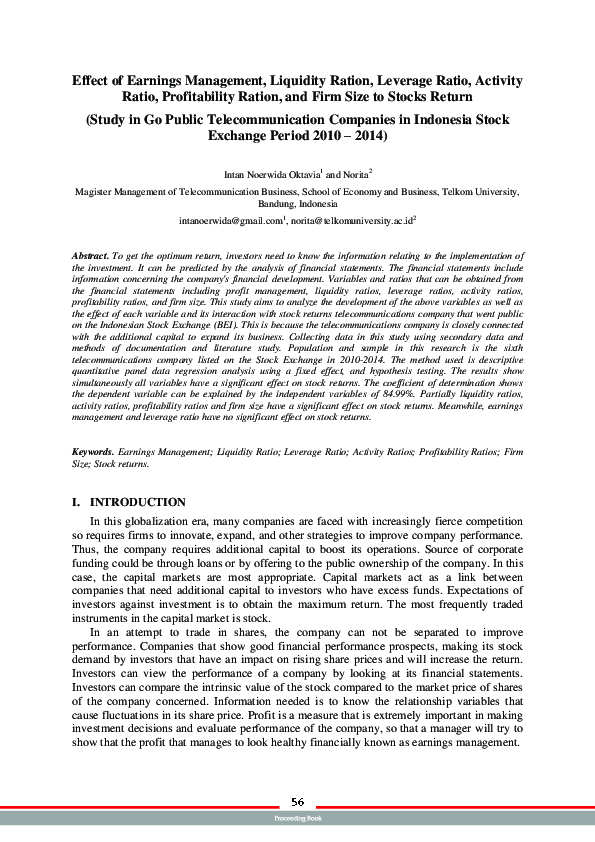 (PDF) Effect of Earnings Management, Liquidity Ration, Leverage Ratio ...