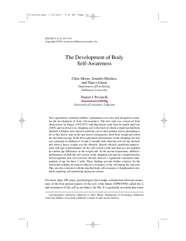 (PDF) The Development of Body Self-Awareness