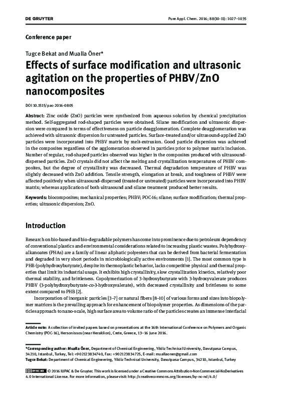 (PDF) Effects of surface modification and ultrasonic agitation on the ...