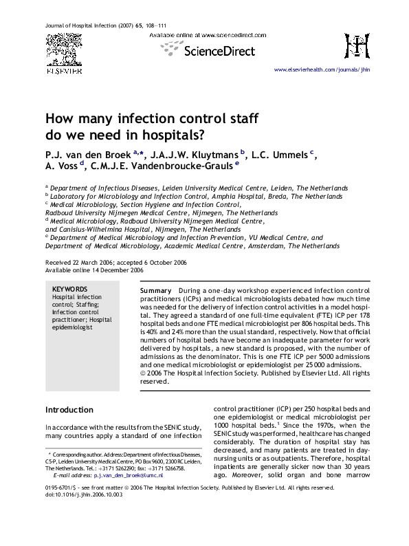 (PDF) How many infection control staff do we need in hospitals?