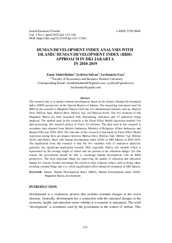 (PDF) Human Development Index Analysis with Islamic Human Development ...