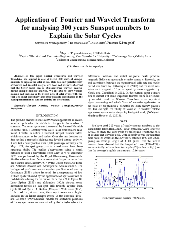 (PDF) Application of Fourier and Wavelet Transform for analysing 300 ...