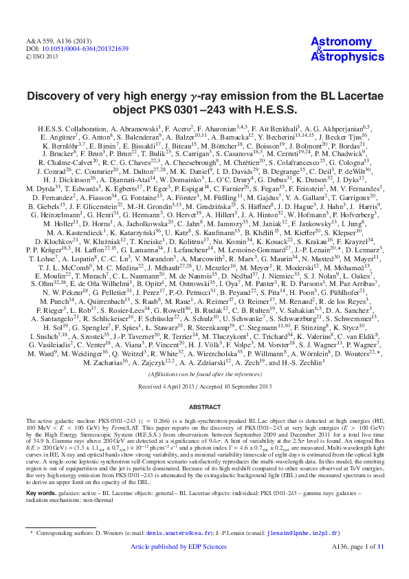 (PDF) Discovery of very high energyγ-ray emission from the BL Lacertae ...