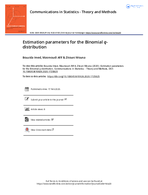 (PDF) Estimation parameters for the Binomial q-distribution