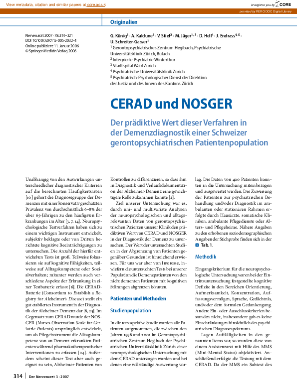 (PDF) CERAD und NOSGER