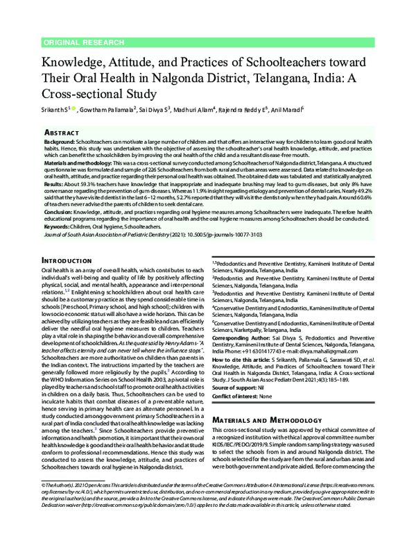(PDF) Knowledge, Attitude and Practices of School Teachers Towards ...