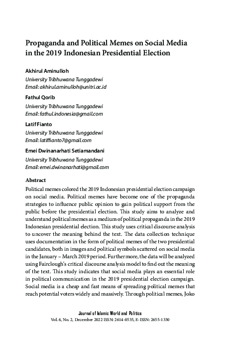(PDF) Propaganda and Political Memes on Social Media in the 2019 ...