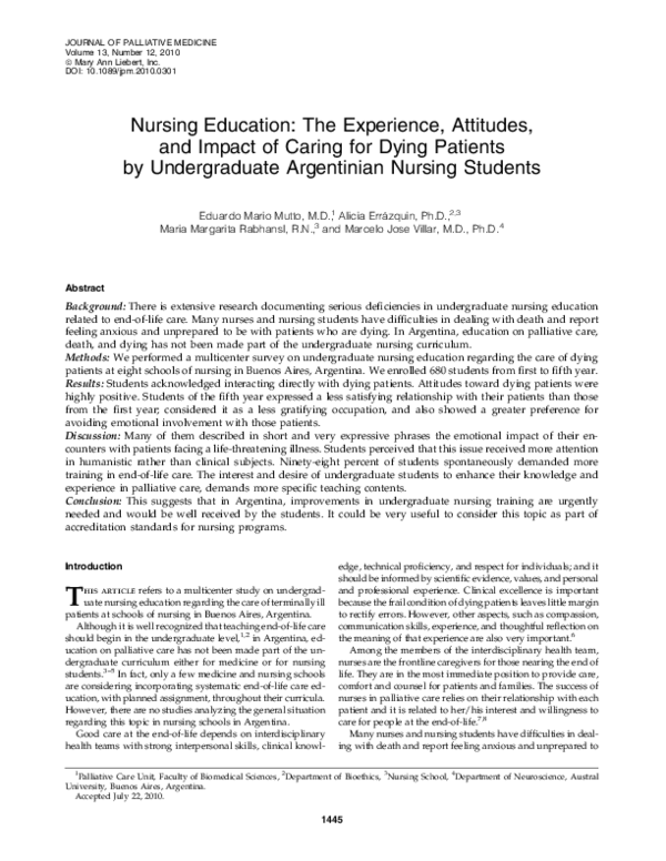 (PDF) Nursing Education: The Experience, Attitudes, and Impact of ...
