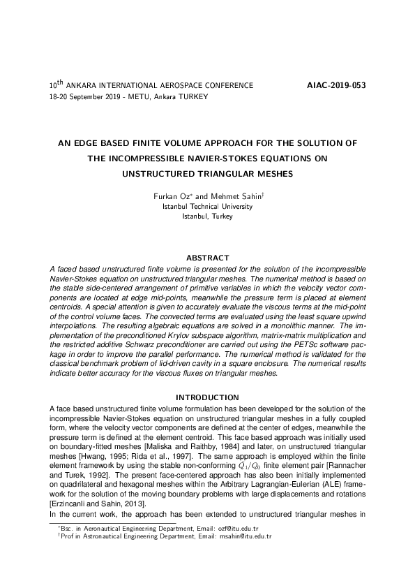 (PDF) An Edge Based Finite Volume Approach for the Solution Ofthe ...