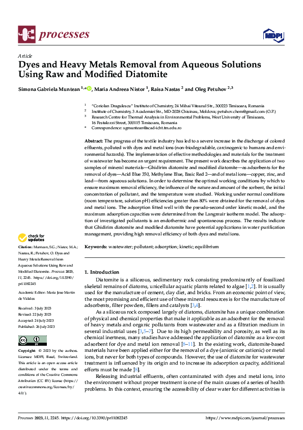 (PDF) Dyes and Heavy Metals Removal from Aqueous Solutions Using Raw ...