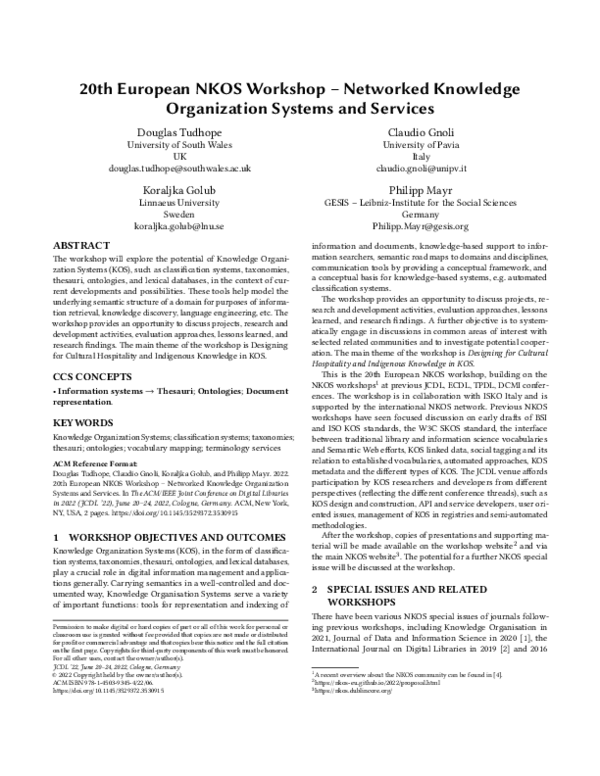 (PDF) 20th European NKOS workshop