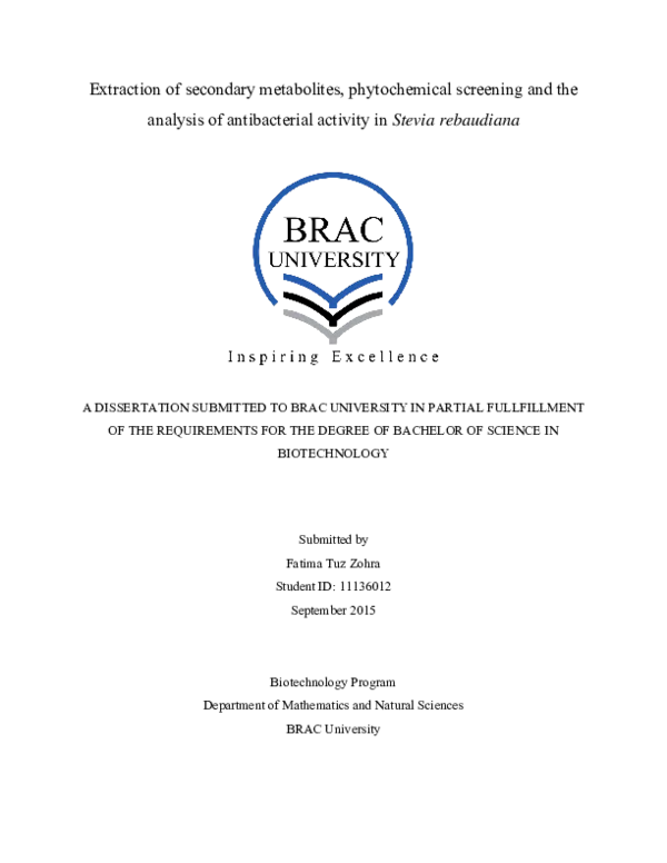 (PDF) Extraction of secondary metabolites, phytochemical screening and ...