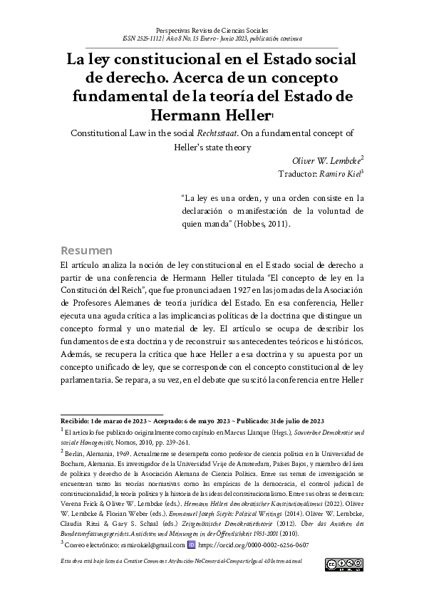 (PDF) La ley constitucional en el Estado social de derecho. Acerca de ...