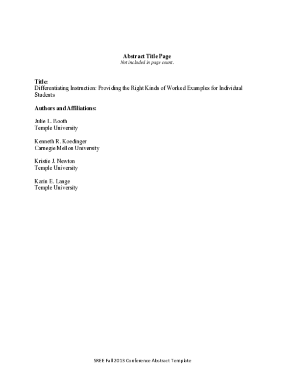 (PDF) Differentiating Instruction: Providing the Right Kinds of Worked ...