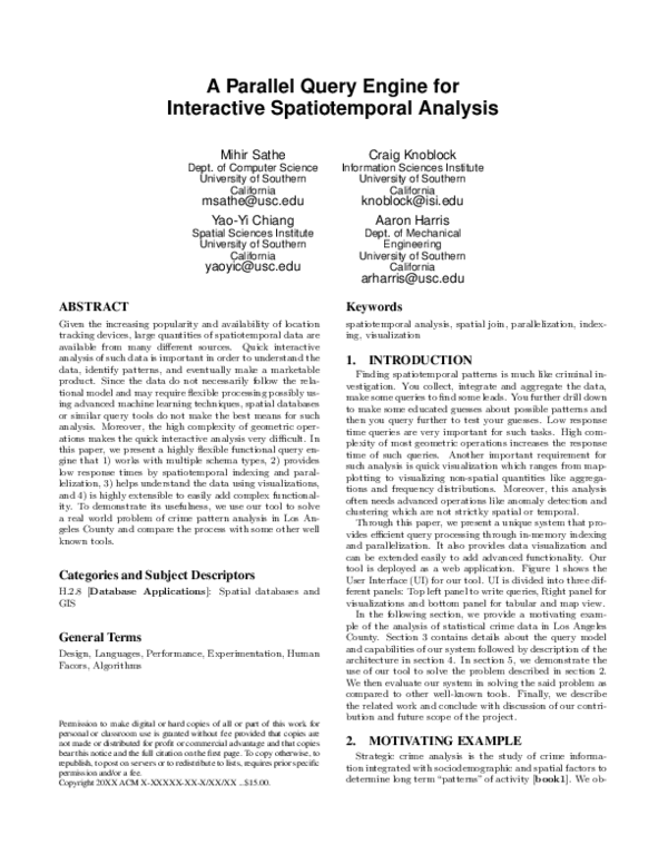(PDF) A parallel query engine for interactive spatiotemporal analysis
