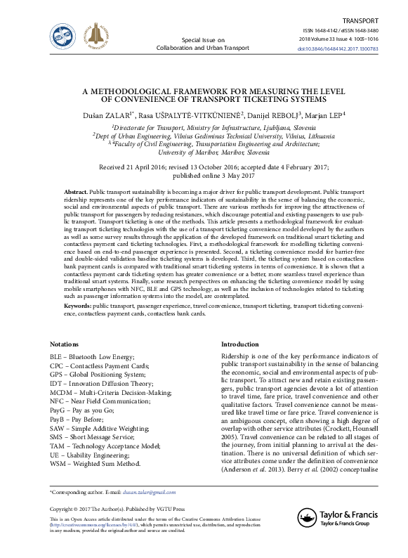 (PDF) A Methodological Framework for Measuring the Level of Convenience ...