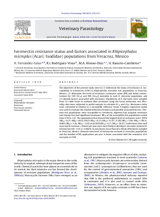 (PDF) Ivermectin resistance status and factors associated in ...