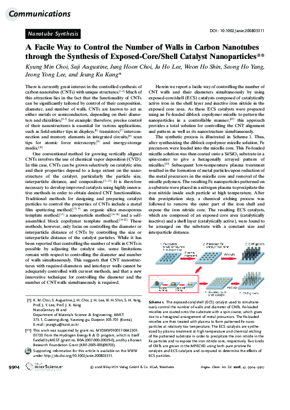 (PDF) A Facile Way to Control the Number of Walls in Carbon Nanotubes ...