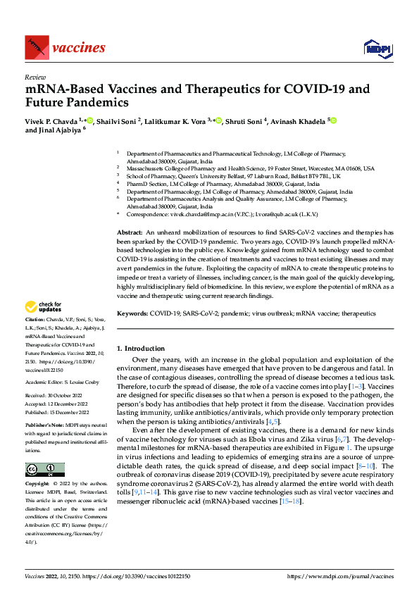 (PDF) mRNA-Based Vaccines and Therapeutics for COVID-19 and Future ...