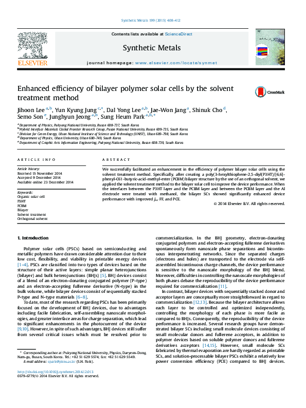 (PDF) Enhanced efficiency of bilayer polymer solar cells by the solvent ...