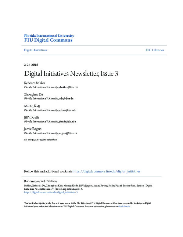 (PDF) Digital Initiatives Newsletter, Issue 2