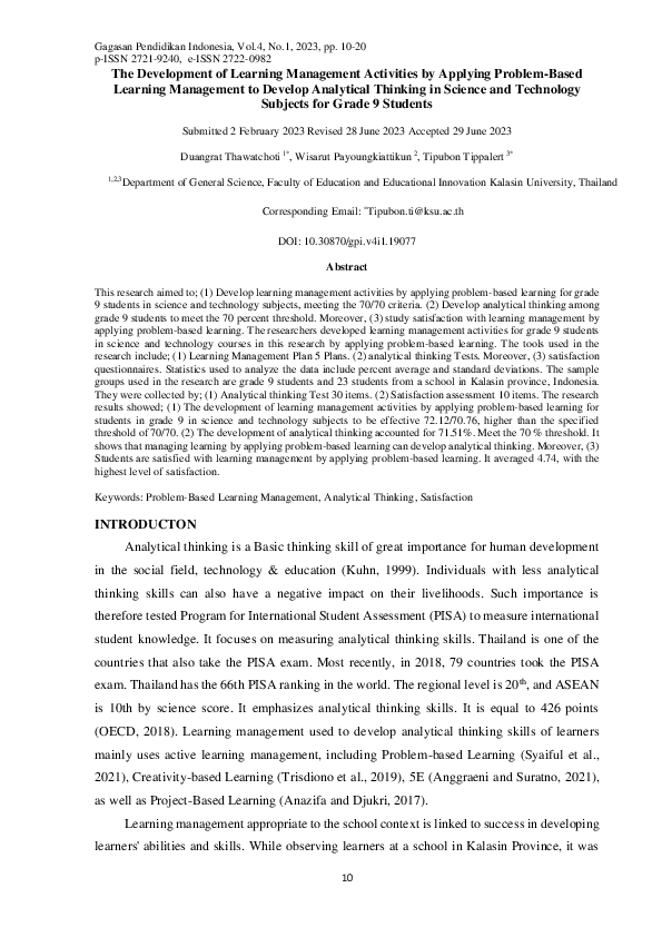 (PDF) The Development of Learning Management Activities by Applying ...