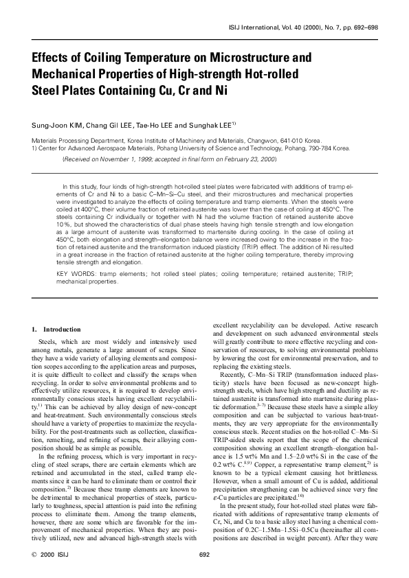 (PDF) Effects of Coiling Temperature on Microstructure and Mechanical ...