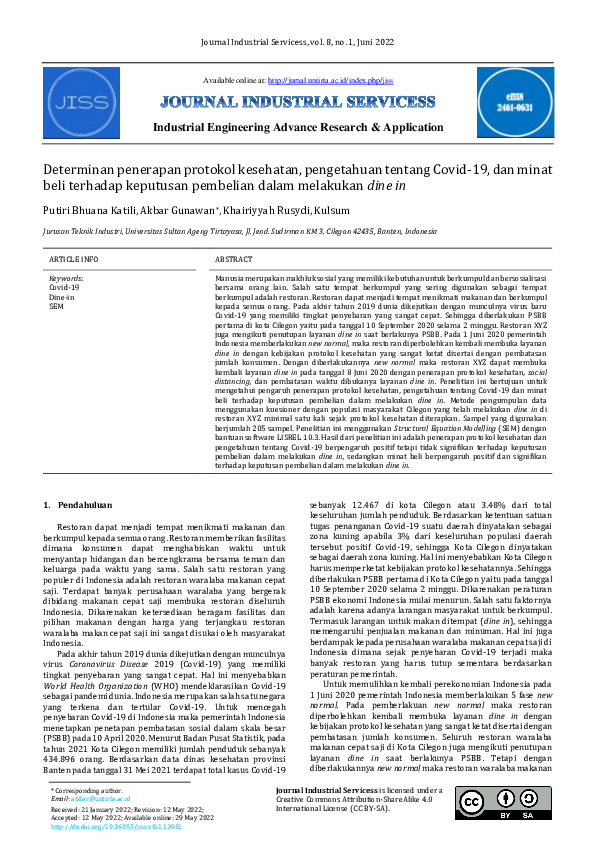 (PDF) Determinan penerapan protokol kesehatan, pengetahuan tentang ...