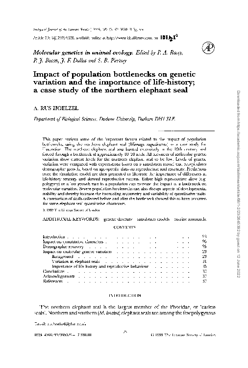 (PDF) Impact of population bottlenecks on genetic variation and the ...