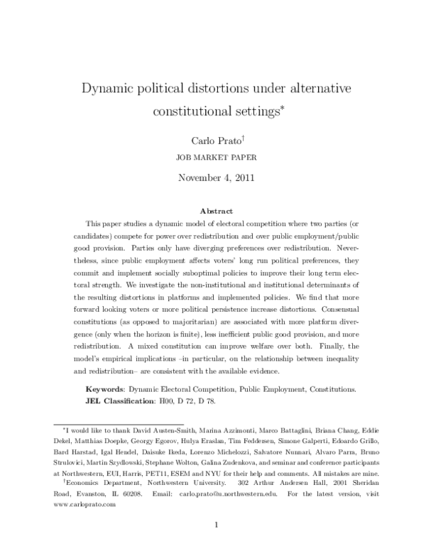 (PDF) Dynamic Political Distortions Under Alternative Constitutional ...