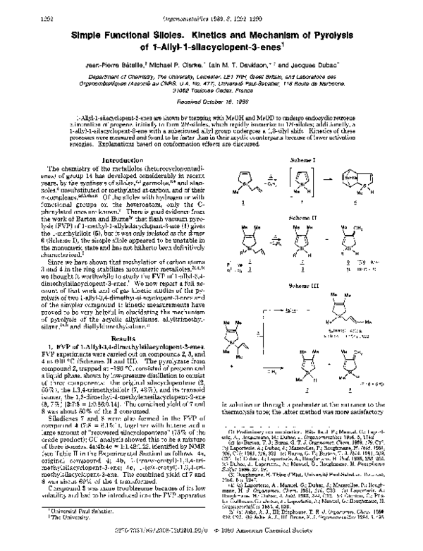 (PDF) Simple functional siloles. Kinetics and mechanism of pyrolysis of ...