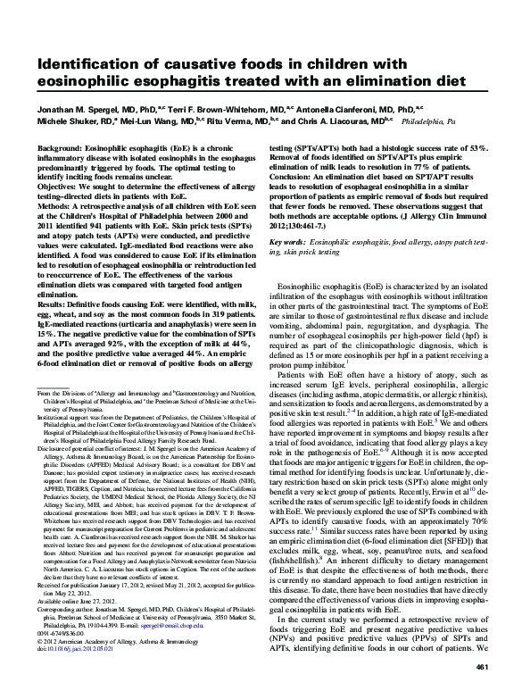 (PDF) Identification of causative foods in children with eosinophilic ...