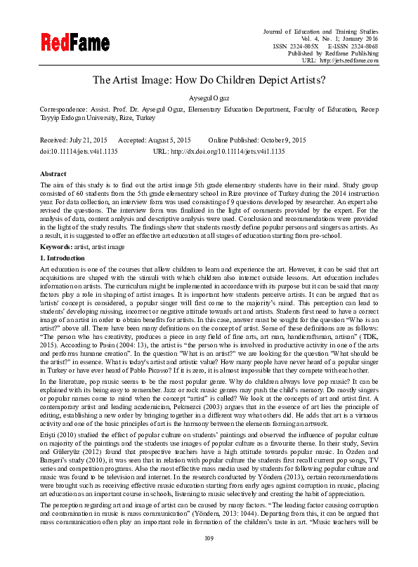 (PDF) The Artist Image: How Do Children Depict Artists?