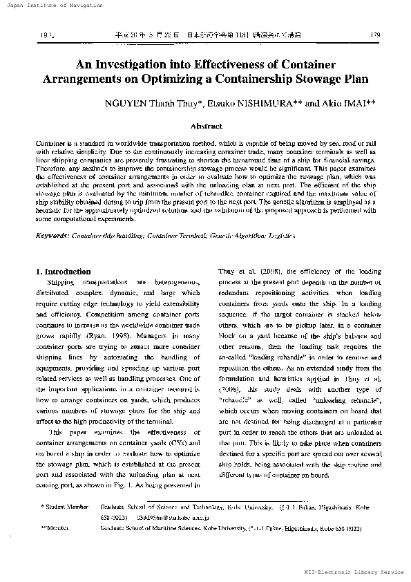 (PDF) An Investigation into Effectiveness of Container Arrangements on ...