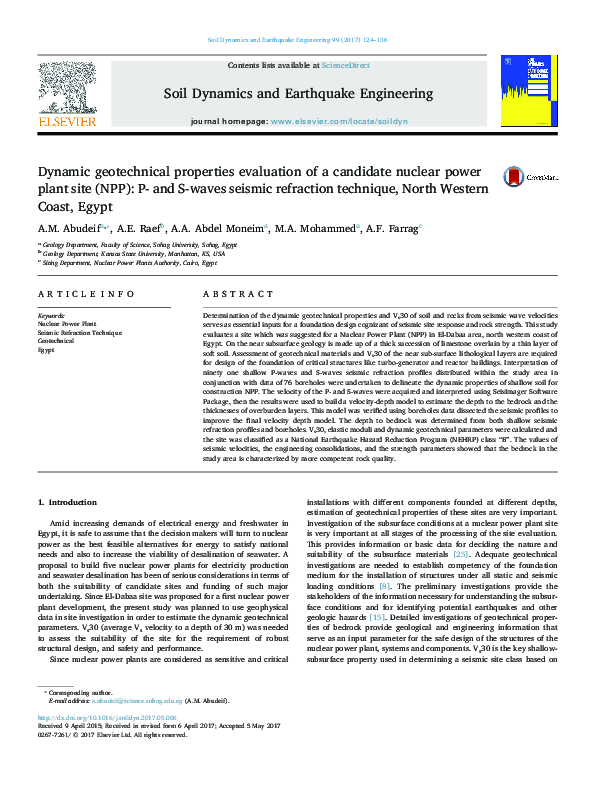 (PDF) Dynamic geotechnical properties evaluation of a candidate nuclear ...