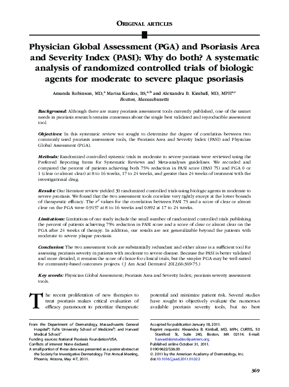 (PDF) Physician Global Assessment (PGA) and Psoriasis Area and Severity ...