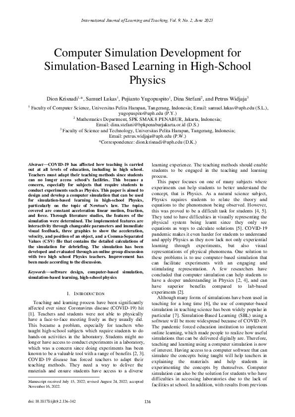 (PDF) Computer Simulation Development for Simulation-Based Learning in ...