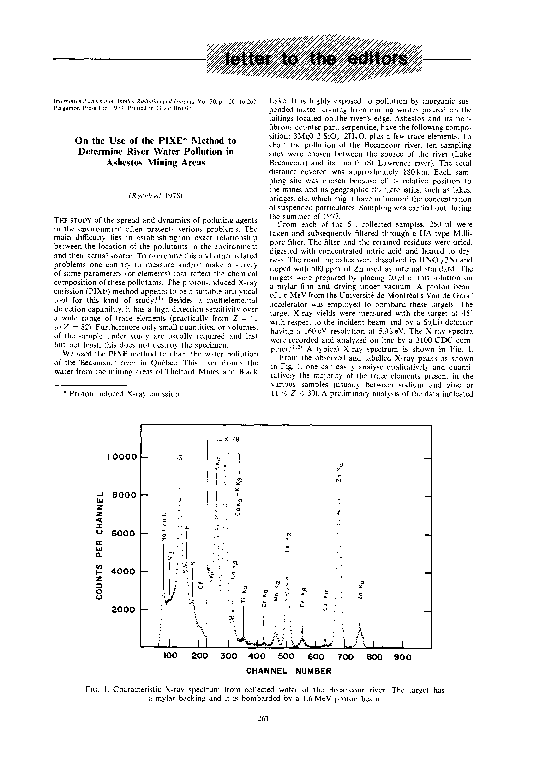 (PDF) On the use of the PIXE method to determine river water pollution