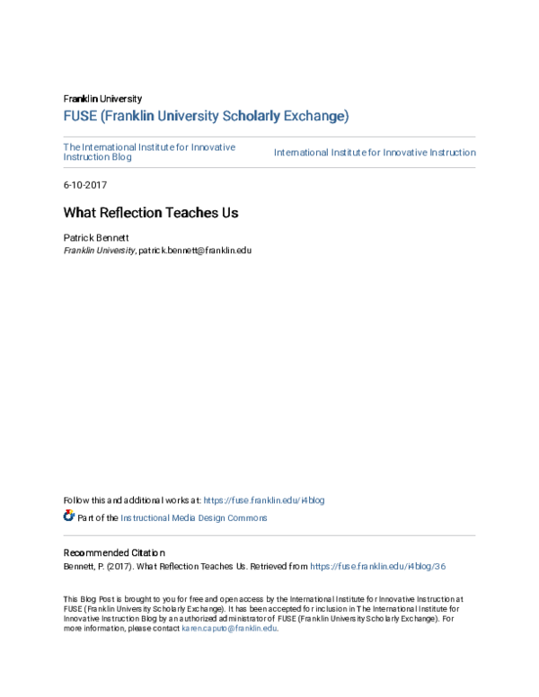 (PDF) What Reflection Teaches Us