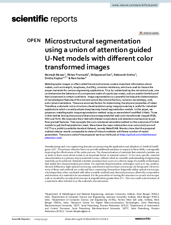 (PDF) Microstructural segmentation using a union of attention guided U ...