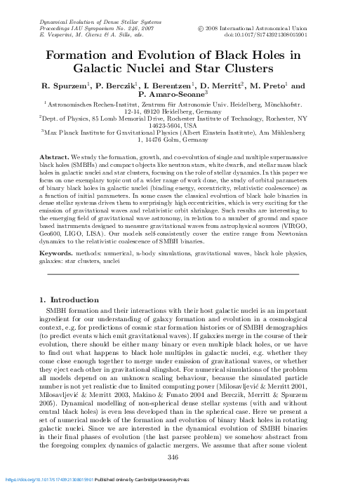 (PDF) Formation and Evolution of Black Holes in Galactic Nuclei and ...