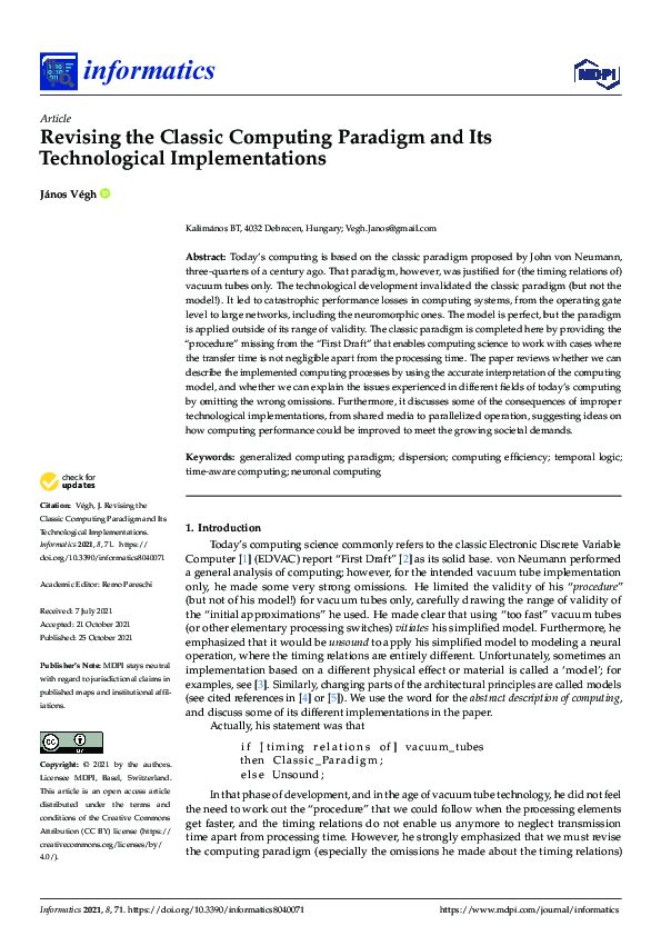 (PDF) Revising the Classic Computing Paradigm and Its Technological ...