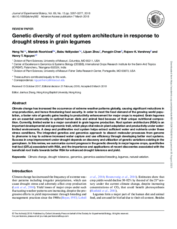 (PDF) Genetic diversity of root system architecture in response to ...