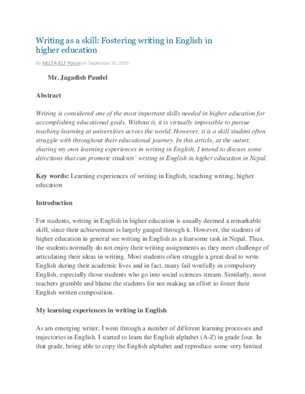 Writing As A Skill
